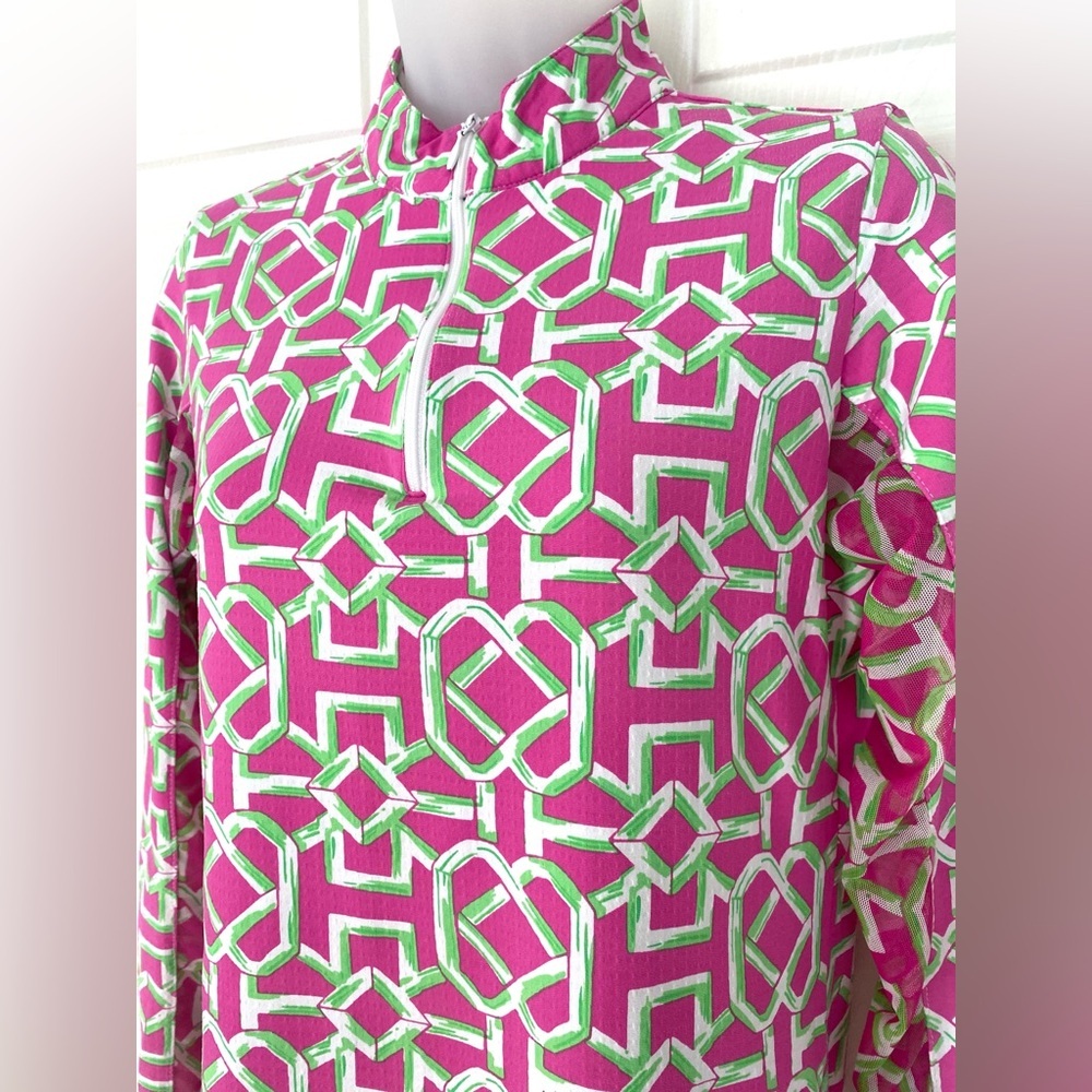 Icikuls ICIKULS Women’s Golf Shirt Pink & Green Long Sleeve Sun Shirt Top Small